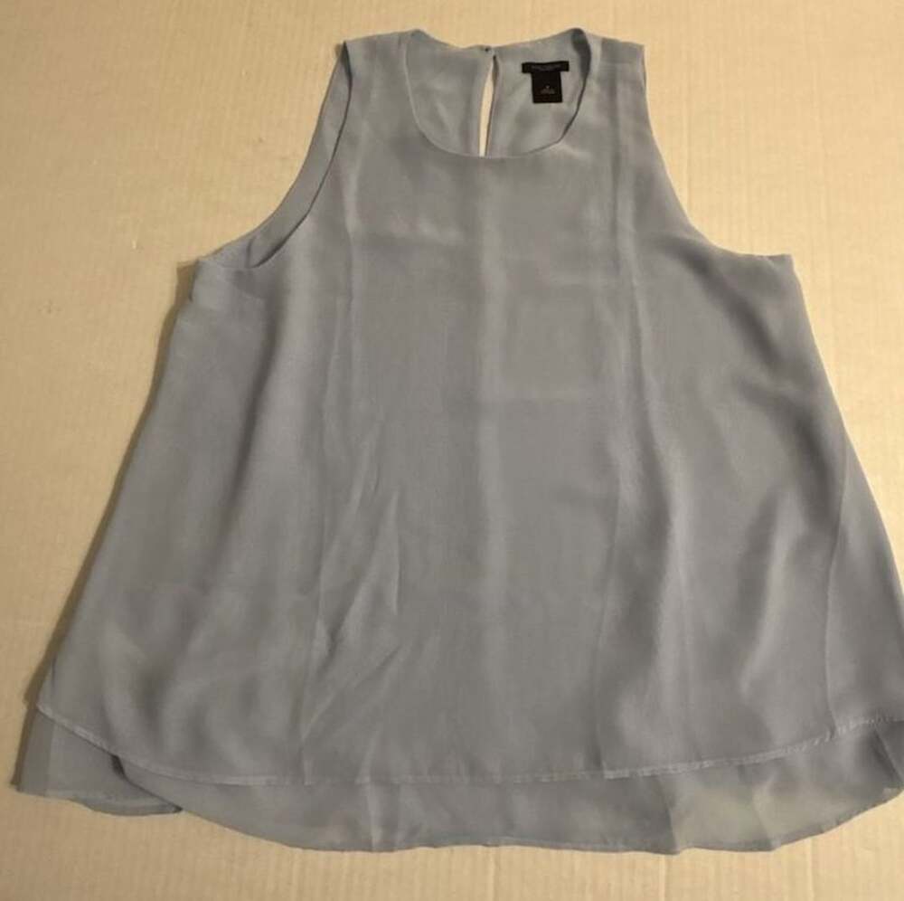 Ann Taylor Factory Light Blue Chiffon Layered Sleeveless Tank Top Medium